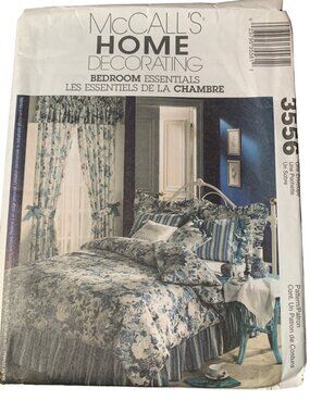 McCalls Home Decorating Pattern 3556 Duvet Cover Bed Skirt Pillow Shams Window T
